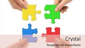  Presentation with puzzle - PPT layouts with hands and puzzle isolated background and a lemonade colored foreground
