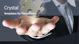  Presentation with puzzle pieces - Slide deck featuring hands and puzzle background and a gray colored foreground