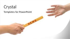  Presentation with news - Cool new presentation theme with hands and relay race news backdrop and a white colored foreground