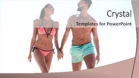  Presentation with invitation - Beautiful slide deck featuring hands and running on beach backdrop and a cool aqua colored foreground