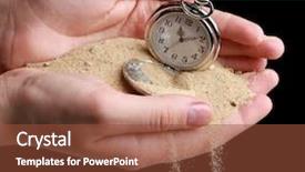  Presentation with sand clock - Colorful slide deck enhanced with hands and sand flowing away backdrop and a tawny brown colored foreground
