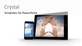  Presentation with turbine - Amazing presentation having hands and wind turbine on smartphone and tablet screens backdrop and a white colored foreground