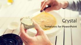  Presentation with butter - PPT layouts consisting of hands applying and spreading butter background and a lemonade colored foreground