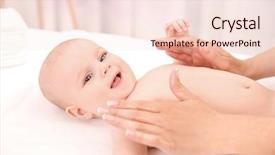  Presentation with mother baby - Audience pleasing slides consisting of hands applying cream on baby backdrop and a lemonade colored foreground