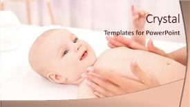  Presentation with mother baby - Audience pleasing slide deck consisting of hands applying cream on baby backdrop and a lemonade colored foreground