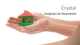  Presentation with holding hands - Colorful PPT theme enhanced with hands-are-holding-house backdrop and a white colored foreground