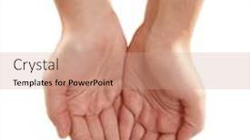  Presentation with holding hands - PPT theme enhanced with hands-are-ready-to-holding background and a coral colored foreground