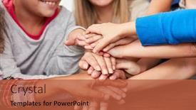  Presentation with children teamwork - Audience pleasing slides consisting of hands-are-stacking-of-children backdrop and a red colored foreground