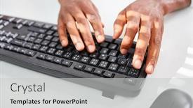  Presentation with programming - Colorful presentation enhanced with hands-are-typing-on-computer backdrop and a light gray colored foreground