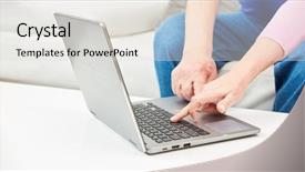  Presentation with keyboard - Audience pleasing presentation consisting of hands are typing on keyboard backdrop and a  colored foreground