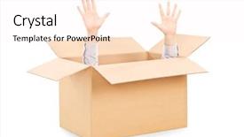  Presentation with box carton - Audience pleasing presentation consisting of hands arising from a carton backdrop and a pink colored foreground