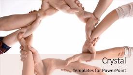  Presentation with people unity - Amazing presentation theme having hands as symbol of unity backdrop and a lemonade colored foreground