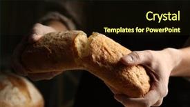  Presentation with bread - Colorful slide deck enhanced with hands breaking freshly baked bread backdrop and a wine colored foreground