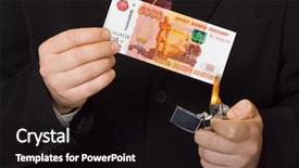  Presentation with russian - Amazing theme having hands and burnning russian money backdrop and a black colored foreground