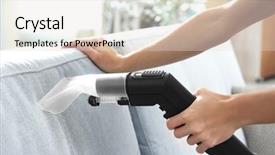  Presentation with cleaning - Presentation design consisting of hands cleaning couch with vacuum background and a lemonade colored foreground