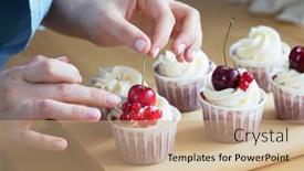  Presentation with pastry chef - Presentation theme consisting of hands-close-up-of-young background and a coral colored foreground