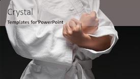  Presentation with martial arts - PPT theme featuring hands-close-up background and a light gray colored foreground