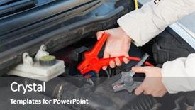  Presentation with connecting - Presentation design consisting of hands connecting booster cables background and a dark gray colored foreground