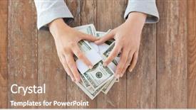  Presentation with hands saving - Cool new slides with hands counting us dollar money backdrop and a coral colored foreground