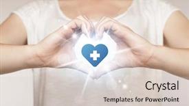  Presentation with medical cross - PPT theme having hands creating a form background and a soft green colored foreground