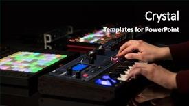  Presentation with music - Amazing slide deck having controllers - dj hand remixing music backdrop and a black colored foreground