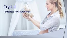  Presentation with woman child - Audience pleasing PPT layouts consisting of hands decorates and fixing everything backdrop and a sky blue colored foreground