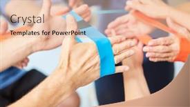  Presentation with rehab - Cool new PPT theme with hands-do-exercise backdrop and a lemonade colored foreground