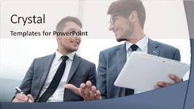  Presentation with coronavirus break fraud - Cool new presentation theme with hands down meeting - men talking in the office backdrop and a light gray colored foreground