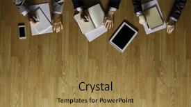  Presentation with hands down - Slide set enhanced with hands down meeting - they got together for discussion background and a gold colored foreground