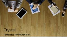  Presentation with hands down - Audience pleasing slides consisting of hands down meeting - they got together for discussion backdrop and a coral colored foreground