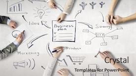  Presentation with risk management top view - Slides enhanced with hands drawing business teamwork strategy background and a light gray colored foreground