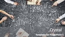  Presentation with risk top view - Colorful PPT layouts enhanced with hands drawing business teamwork strategy backdrop and a gray colored foreground