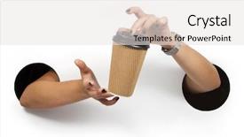  Presentation with coffee cup diary - Presentation theme with hands empty for your logo background and a white colored foreground