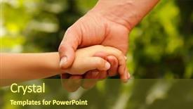  Presentation with family - Slide set with hands family grandson and old background and a tawny brown colored foreground