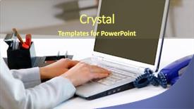  Presentation with email - Beautiful presentation featuring hands fast typing on laptop backdrop and a tawny brown colored foreground