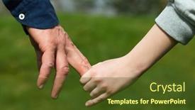  Presentation with father son hands - PPT layouts featuring hands-father-s background and a tawny brown colored foreground