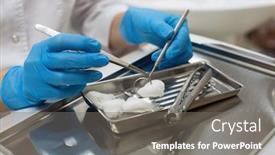 Presentation with dental office - Presentation theme consisting of tools over medical office background background and a gray colored foreground