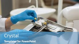  Presentation with dental office - Presentation design with teeth over medical office background background and a teal colored foreground