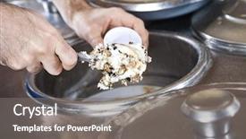  Presentation with ice cream food truck - Beautiful slides featuring hands filling butterscotch ice cream backdrop and a gray colored foreground