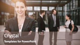  Presentation with confident - PPT theme having hands folded in office premises background and a violet colored foreground