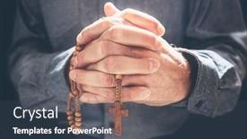  Presentation with prayer hands - Colorful presentation design enhanced with hands-folded-in-prayer backdrop and a tawny brown colored foreground