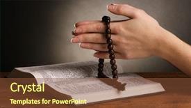  Presentation with prayer hands - Slide deck with hands folded in prayer background and a tawny brown colored foreground
