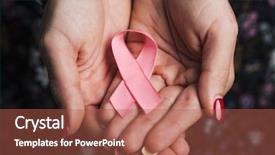 Presentation with pink ribbon hands - Colorful PPT theme enhanced with hands for the breast cancer backdrop and a red colored foreground