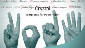  Presentation with free languages learn japanese language - Beautiful PPT theme featuring hands forming number 2014 backdrop and a pink colored foreground