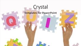  Presentation with quiz - Slide deck featuring hands forming word quiz background and a sky blue colored foreground