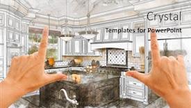  Presentation with kitchen design - Slide deck consisting of hands-framing-custom-kitchen-design background and a light gray colored foreground