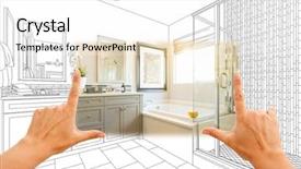  Presentation with custom - Presentation design enhanced with hands framing custom master bathroom background and a white colored foreground