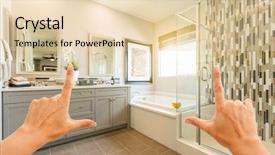  Presentation with custom - Beautiful presentation design featuring hands framing custom master bathroom interior backdrop and a lemonade colored foreground