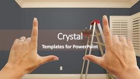  Presentation with paint bucket - Presentation consisting of hands framing grey painted room background and a coral colored foreground