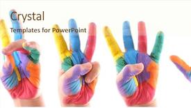  Presentation with colorful hands - Cool new presentation with hands from one to five backdrop and a cream colored foreground